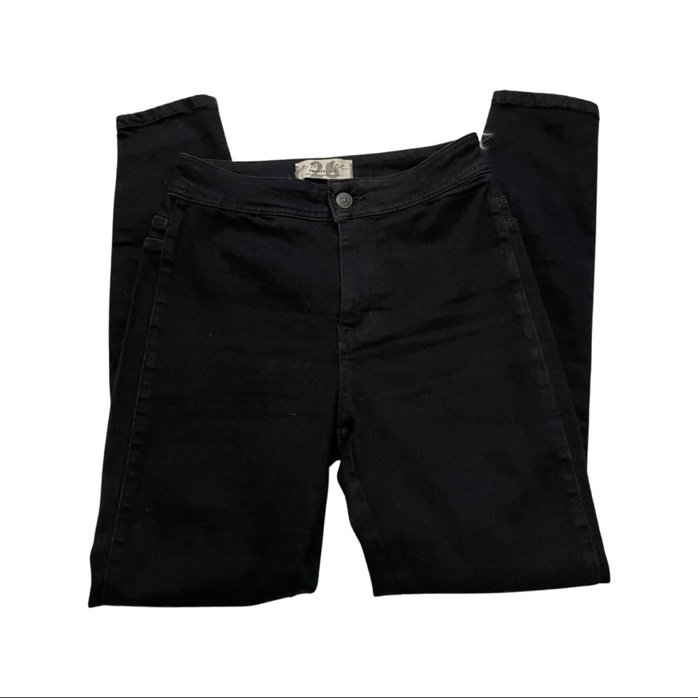 Free People We the Free Black High Rise Mom Jeans No Pockets Flat Front